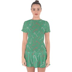 Sweet Christmas Candy Drop Hem Mini Chiffon Dress by SychEva