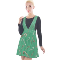 Sweet Christmas Candy Plunge Pinafore Velour Dress by SychEva