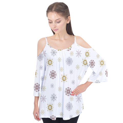 Magic Snowflakes Flutter Sleeve Tee  by SychEva