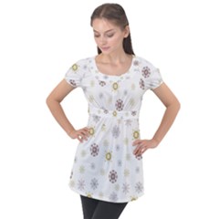 Magic Snowflakes Puff Sleeve Tunic Top