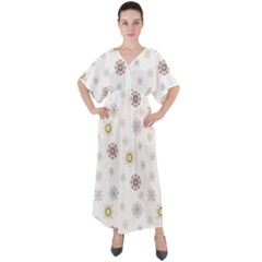 Magic Snowflakes V-Neck Boho Style Maxi Dress