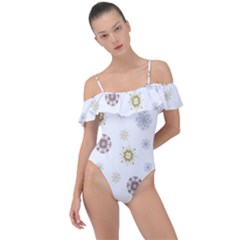 Magic Snowflakes Frill Detail One Piece Swimsuit