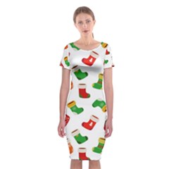 Christmas Socks  Classic Short Sleeve Midi Dress by SychEva