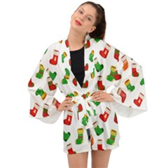Christmas Socks  Long Sleeve Kimono by SychEva