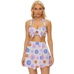 Colorful Balls Vintage Style Bikini Top And Skirt Set  by SychEva