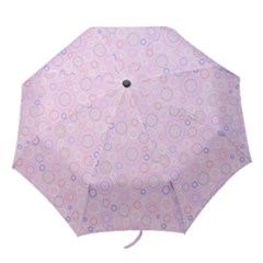 Multicolored Circles On A Pink Background Folding Umbrellas by SychEva