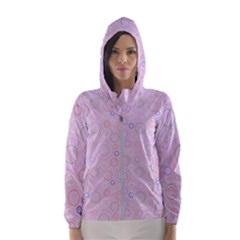 Multicolored Circles On A Pink Background Women s Hooded Windbreaker by SychEva