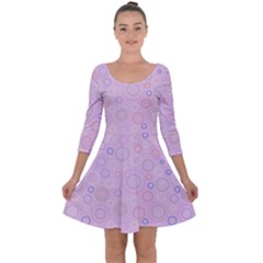Multicolored Circles On A Pink Background Quarter Sleeve Skater Dress