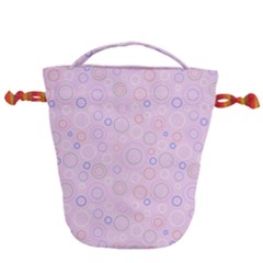 Multicolored Circles On A Pink Background Drawstring Bucket Bag by SychEva