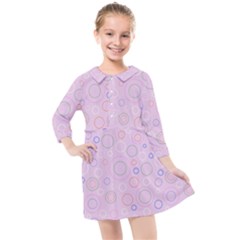 Multicolored Circles On A Pink Background Kids  Quarter Sleeve Shirt Dress by SychEva