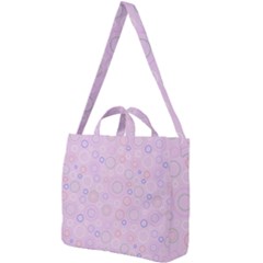 Multicolored Circles On A Pink Background Square Shoulder Tote Bag by SychEva