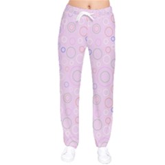 Multicolored Circles On A Pink Background Women Velvet Drawstring Pants by SychEva