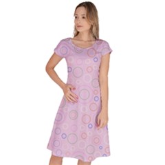 Multicolored Circles On A Pink Background Classic Short Sleeve Dress by SychEva