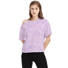 Multicolored Circles On A Pink Background One Shoulder Cut Out Tee