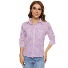 Multicolored Circles On A Pink Background Women s Quarter Sleeve Pocket Shirt