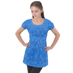 Circles Puff Sleeve Tunic Top by SychEva