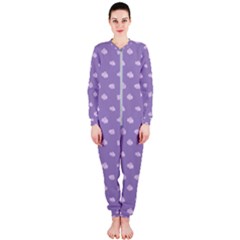 Pink Clouds On Purple Background Onepiece Jumpsuit (ladies)  by SychEva