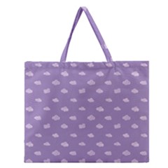 Pink Clouds On Purple Background Zipper Large Tote Bag by SychEva