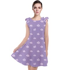 Pink Clouds On Purple Background Tie Up Tunic Dress by SychEva