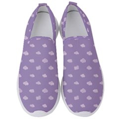 Pink Clouds On Purple Background Men s Slip On Sneakers by SychEva
