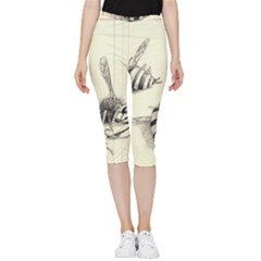 Bees Inside Out Lightweight Velour Capri Leggings  by Limerence