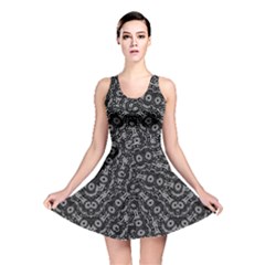 Black And White Modern Intricate Ornate Pattern Reversible Skater Dress by dflcprintsclothing