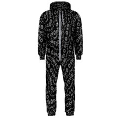 Black And White Modern Intricate Ornate Pattern Hooded Jumpsuit (men)  by dflcprintsclothing