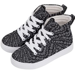 Black And White Modern Intricate Ornate Pattern Kids  Hi-top Skate Sneakers by dflcprintsclothing