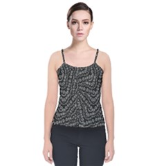 Black And White Modern Intricate Ornate Pattern Velvet Spaghetti Strap Top by dflcprintsclothing