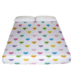 Small Multicolored Hearts Fitted Sheet (california King Size) by SychEva