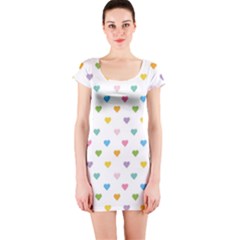 Small Multicolored Hearts Short Sleeve Bodycon Dress by SychEva