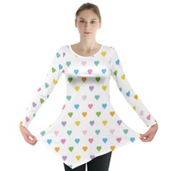Small Multicolored Hearts Long Sleeve Tunic  by SychEva