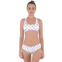 Small Multicolored Hearts Criss Cross Bikini Set by SychEva