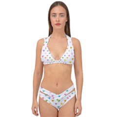 Small Multicolored Hearts Double Strap Halter Bikini Set by SychEva