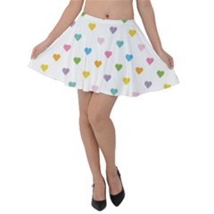 Small Multicolored Hearts Velvet Skater Skirt by SychEva