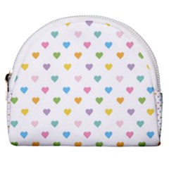 Small Multicolored Hearts Horseshoe Style Canvas Pouch by SychEva