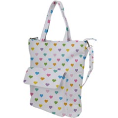 Small Multicolored Hearts Shoulder Tote Bag by SychEva