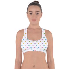 Small Multicolored Hearts Cross Back Hipster Bikini Top  by SychEva