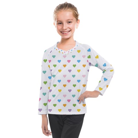 Small Multicolored Hearts Kids  Long Mesh Tee by SychEva