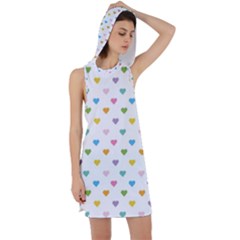 Small Multicolored Hearts Racer Back Hoodie Dress by SychEva