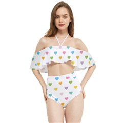 Small Multicolored Hearts Halter Flowy Bikini Set  by SychEva