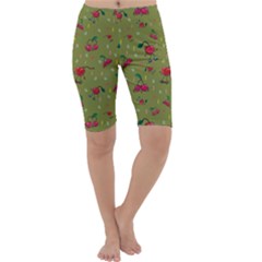 Red Cherries Athletes Cropped Leggings  by SychEva
