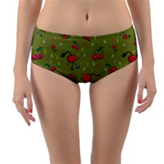 Red Cherries Athletes Reversible Mid-waist Bikini Bottoms by SychEva