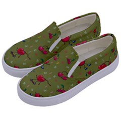 Red Cherries Athletes Kids  Canvas Slip Ons by SychEva