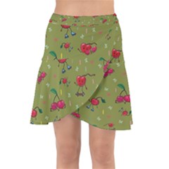 Red Cherries Athletes Wrap Front Skirt by SychEva