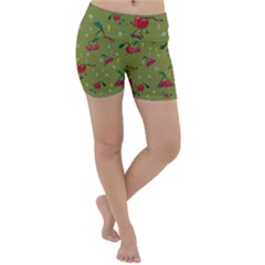 Red Cherries Athletes Lightweight Velour Yoga Shorts by SychEva