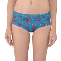 Red Cherries Athletes Mid-Waist Bikini Bottoms