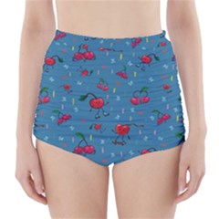 Red Cherries Athletes High-Waisted Bikini Bottoms