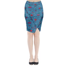 Red Cherries Athletes Midi Wrap Pencil Skirt