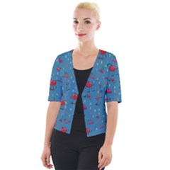 Red Cherries Athletes Cropped Button Cardigan